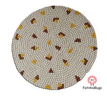 Load image into Gallery viewer, Felt Ball Rug 90 cm - 250 cm Off-white Patch Rugs Free Trivet and Coaster Set to Match your rug (Free Shipping)