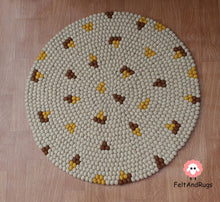 Load image into Gallery viewer, Felt Ball Rug 90 cm - 250 cm Off-white Patch Rugs Free Trivet and  Coaster Set to Match your rug (Free Shipping)
