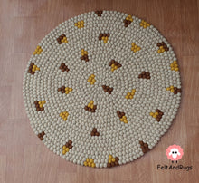 Load image into Gallery viewer, Felt Ball Rug 90 cm - 250 cm Off-white Patch Rugs Free Trivet and Coaster Set to Match your rug (Free Shipping)