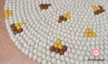 Load image into Gallery viewer, Felt Ball Rug 90 cm - 250 cm Off-white Patch Rugs Free Trivet and Coaster Set to Match your rug (Free Shipping)