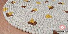 Load image into Gallery viewer, Felt Ball Rug 90 cm - 250 cm Off-white Patch Rugs Free Trivet and Coaster Set to Match your rug (Free Shipping)