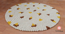 Load image into Gallery viewer, Felt Ball Rug 90 cm - 250 cm Off-white Patch Rugs Free Trivet and  Coaster Set to Match your rug (Free Shipping)
