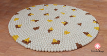 Load image into Gallery viewer, Felt Ball Rug 90 cm - 250 cm Off-white Patch Rugs Free Trivet and Coaster Set to Match your rug (Free Shipping)