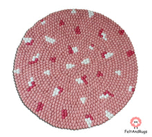 Load image into Gallery viewer, Felt Ball Rug 90 cm - 250 cm Pink Patch Rugs Free Trivet and  Coaster Set to Match your rug (Free Shipping)
