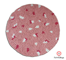 Load image into Gallery viewer, Felt Ball Rug 90 cm - 250 cm Pink Patch Rugs Free Trivet and Coaster Set to Match your rug (Free Shipping)