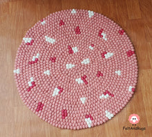 Load image into Gallery viewer, Felt Ball Rug 90 cm - 250 cm Pink Patch Rugs Free Trivet and Coaster Set to Match your rug (Free Shipping)