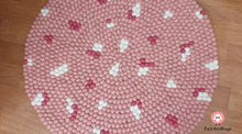 Load image into Gallery viewer, Felt Ball Rug 90 cm - 250 cm Pink Patch Rugs Free Trivet and Coaster Set to Match your rug (Free Shipping)