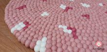 Load image into Gallery viewer, Felt Ball Rug 90 cm - 250 cm Pink Patch Rugs Free Trivet and  Coaster Set to Match your rug (Free Shipping)

