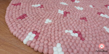 Load image into Gallery viewer, Felt Ball Rug 90 cm - 250 cm Pink Patch Rugs Free Trivet and Coaster Set to Match your rug (Free Shipping)