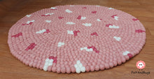 Load image into Gallery viewer, Felt Ball Rug 90 cm - 250 cm Pink Patch Rugs Free Trivet and Coaster Set to Match your rug (Free Shipping)