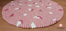 Load image into Gallery viewer, Felt Ball Rug 90 cm - 250 cm Pink Patch Rugs Free Trivet and Coaster Set to Match your rug (Free Shipping)