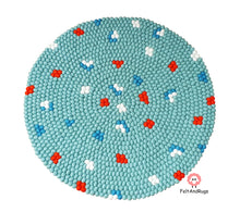Load image into Gallery viewer, Felt Ball Blue Rug 90 cm - 250 cm Blue Patch Rugs Free Trivet and Coaster Set to Match your rug (Free Shipping)
