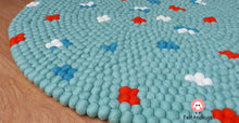 Load image into Gallery viewer, Felt Ball Blue Rug 90 cm - 250 cm Blue Patch Rugs Free Trivet and Coaster Set to Match your rug (Free Shipping)