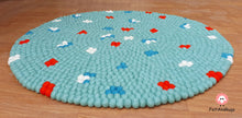 Load image into Gallery viewer, Felt Ball Blue Rug 90 cm - 250 cm Blue Patch Rugs Free Trivet and  Coaster Set to Match your rug (Free Shipping)
