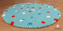 Load image into Gallery viewer, Felt Ball Blue Rug 90 cm - 250 cm Blue Patch Rugs Free Trivet and Coaster Set to Match your rug (Free Shipping)