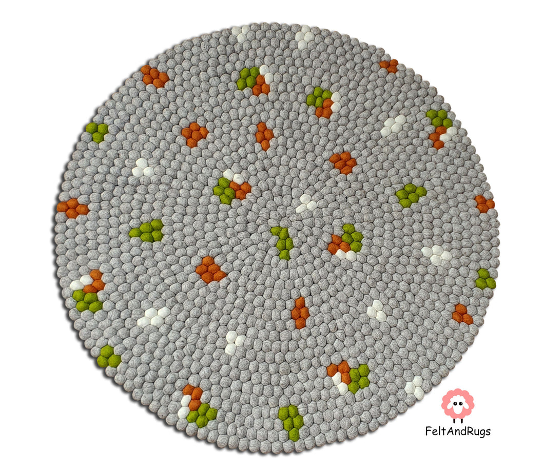 Felt Ball  Rug 90 cm - 250 cm Patch Rugs Free Trivet and  Coaster Set to Match your rug (Free Shipping)
