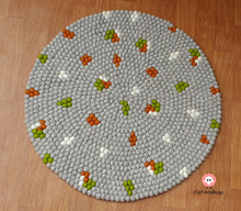 Load image into Gallery viewer, Felt Ball  Rug 90 cm - 250 cm Patch Rugs Free Trivet and  Coaster Set to Match your rug (Free Shipping)
