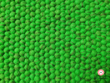 Load image into Gallery viewer, Rectangle Felt Ball Rug Green with Dark Green Stripe 100 % Wool (Free Shipping)