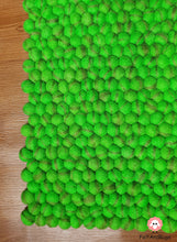 Load image into Gallery viewer, Rectangle Felt Ball Rug Green with Dark Green Stripe 100 % Wool (Free Shipping)