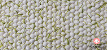 Load image into Gallery viewer, Rectangle Felt Ball Rug White with Henna Green Stripe 100 % Wool (Free Shipping)
