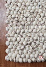 Load image into Gallery viewer, Rectangle Felt Ball Rug Base White with Brown Stripe Tie Dye Rug 100 % Wool (Free Shipping)