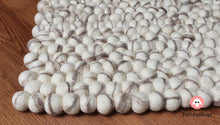 Load image into Gallery viewer, Rectangle Felt Ball Rug Base White with Brown Stripe Tie Dye Rug 100 % Wool (Free Shipping)