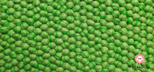 Load image into Gallery viewer, Rectangle Felt Ball Rug Base Light Green with Dark Green Stripe. Tie Dye Rug 100 % Wool (Free Shipping)