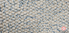Load image into Gallery viewer, Rectangle Felt Ball Rug. Base White with Blue Stripe. Tie Dye Rug 100 % Wool (Free Shipping)