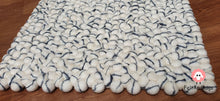 Load image into Gallery viewer, Rectangle Felt Ball Rug. Base White with Dark Grey Stripe. Tie Dye Rug 100 % Wool (Free Shipping)