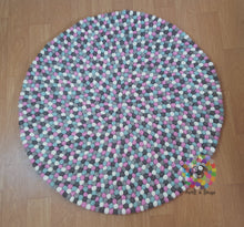 Load image into Gallery viewer, Felt Ball Rugs 20 cm - 250 cm Natural Tone with pink and blue (Free Shipping)