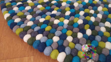 Load image into Gallery viewer, Felt Ball Rug 90 cm - 250 cm Blue Tone. Pom Pom Children Room Carpet (Free Shipping)