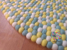 Load image into Gallery viewer, Felt Ball Rugs /Yellow Mint and White Nursery Rug (Free Shipping)