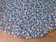 Load image into Gallery viewer, Felt Ball Rugs / Blue and Purple Delight pom pom Wool Carpet (Free Shipping)