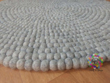 Load image into Gallery viewer, Felt Ball Rugs / Natural Grey pom pom 100 % New Zealand Wool Carpet (Free Shipping)
