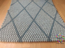 Load image into Gallery viewer, Rectangle Felt Ball Rugs / Diamond Pattern. Double Gray  100 % Wool Carpet (Free Shipping)
