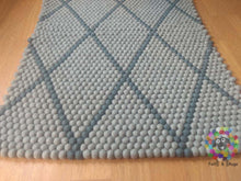 Load image into Gallery viewer, Rectangle Felt Ball Rugs / Diamond Pattern. Double Gray 100 % Wool Carpet (Free Shipping)