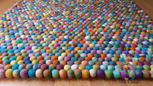 Load image into Gallery viewer, Rectangle Felt Ball Rug. Multicolored Rug, Pom pom Pebble Rug. 100 % Wool Carpet (Free Shipping)