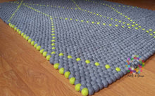 Load image into Gallery viewer, Rectangle Felt Ball Rugs / Symmetric Pattern. 100 % Wool Carpet (Free Shipping)