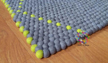 Load image into Gallery viewer, Rectangle Felt Ball Rugs / Symmetric Pattern. 100 % Wool Carpet (Free Shipping)