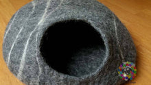 Load image into Gallery viewer, Large Felt Cat Cave (40 cm or 16 Inches Diameter) Cat Bed / Pet Bed / Puppy Bed / Cat House. 100 % Wool Natural Color