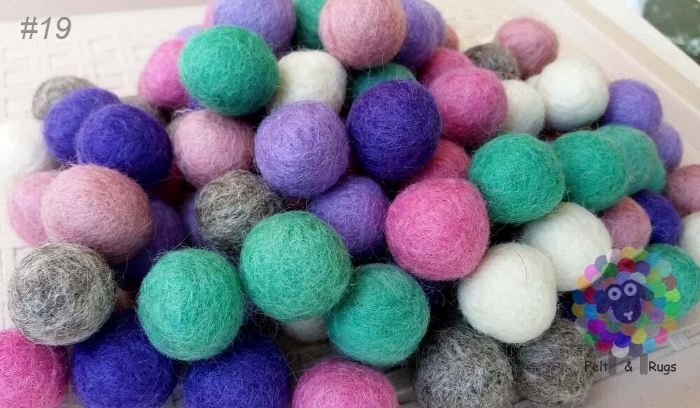 2 cm Felt Balls. Wool Pom pom Nursery Garland Decoration 100 % Wool - DIY Craft