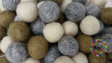 Load image into Gallery viewer, 2 cm Felt Balls. Wool Pom pom Nursery Garland Decoration. Shades of Brown and Offwhite 100 % Wool - DIY Craft

