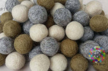 Load image into Gallery viewer, 2 cm Felt Balls. Wool Pom pom Nursery Garland Decoration. Shades of Brown and Offwhite 100 % Wool - DIY Craft

