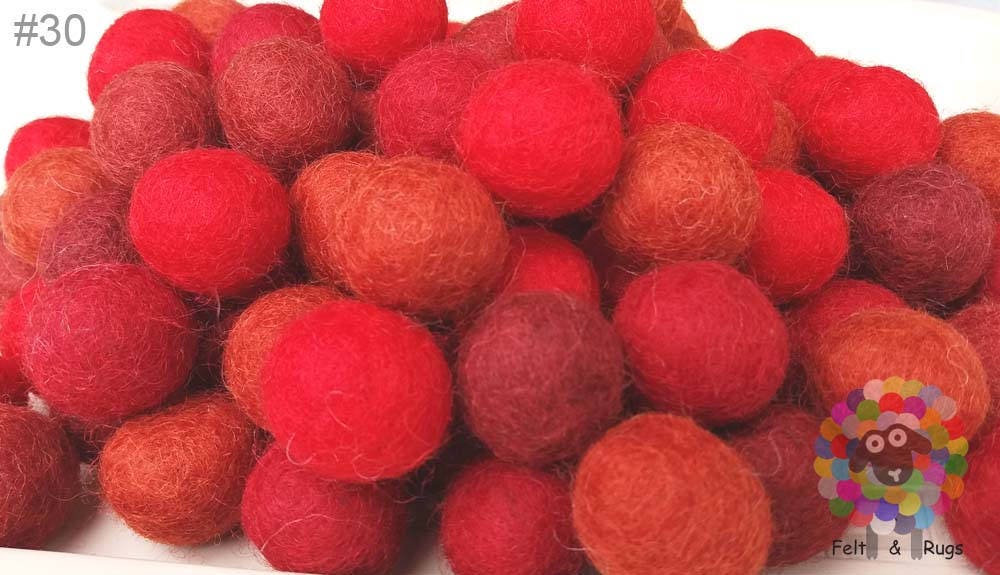 2 cm Felt Balls. Wool Pom pom Nursery Garland Decoration. 100 % Wool - DIY Craft  Handmade Nepal Felt Balls