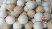 Load image into Gallery viewer, 2 cm Felt Balls. Wool Pom pom Nursery Garland Decoration. White / Offwhite. 100 % Wool - DIY Craft
