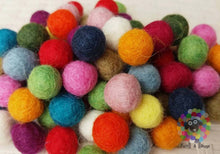 Load image into Gallery viewer, 1 cm / 10 mm Felt Balls. Wool Pom pom Nursery Garland Decoration.  Multicolored felt balls  (15 colors)100 % Wool - DIY Craft
