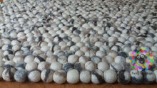 Load image into Gallery viewer, Rectangle Felt Ball Rug. Stone Designer Rug . 100 % Wool Carpet (Free Shipping)