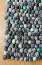 Load image into Gallery viewer, Rectangle Felt Ball Rug. 60 cm x 80 cm Stone Designer Rug . 100 % Wool Carpet
