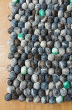Load image into Gallery viewer, Rectangle Felt Ball Rug. 60 cm x 80 cm Stone Designer Rug . 100 % Wool Carpet