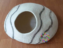Load image into Gallery viewer, EXTRA LARGE Felt Cat Cave (50 cm or 20 Inches Diameter) Cat Bed / Pet Bed / Puppy Bed / Cat House. 100 % Wool Natural Color
